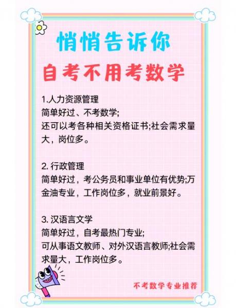 自考本科不用考数学的有什么专业