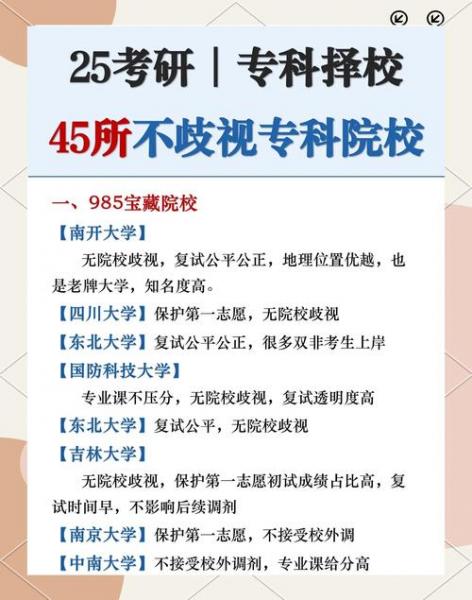 专科学历考研有哪些学校可选?