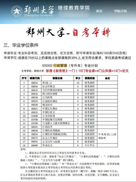 自考郑大都有什么专业