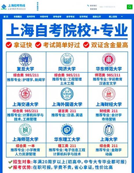 上海自考的学校有哪些